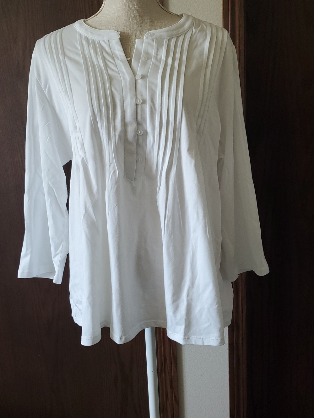 Lands End Womens Button Front Pintuck Top Size XL - Picture 2 of 7